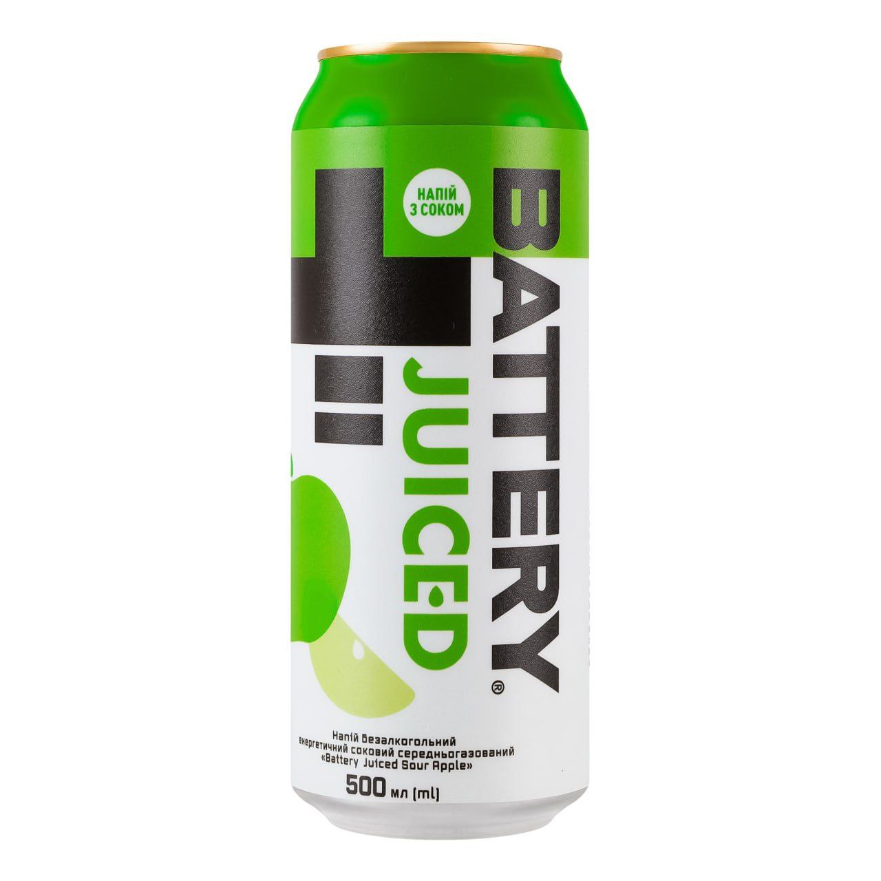 Енергетичний б/а напій Battery Juiced Sour Apple 0.5 л з/б